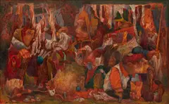 Raymond Gloeckler, Untitled, Oil on Artist Board, 1958, "The Jungle"