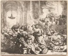 Rembrandt van Rijn, Untitled, Etching And Drypoint 1635, "Christ Driving the Money Changers from the Temple"