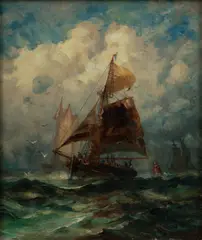 Untitled by Robert Hopkin, Oil on Canvas 1860-1890, "Rounding the Mark", offered Jun 2024