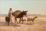 Matilda Lotz, Untitled, Oil on Canvas Ca. 1880-1900, "Going to Market"