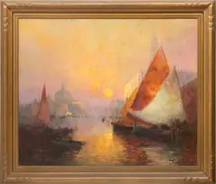 Untitled by George Thompson-Pritchard, Oil on Canvas, "Venetian Canal Scene at Sunset", offered Jun 2024