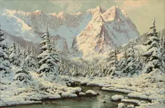 László Neogrády, Untitled, Oil on Canvas, Ca. Mid 20th C., "Winter in the Tatra Mountains"