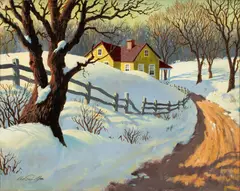 Arthur Sarnoff, Untitled, Acrylic on Canvasboard, Ca. Later 20th C., "Winter Idyll"