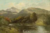 Alfred de Breanski, Untitled, Oil on Canvas Ca. 1880-1900, "A River in the Cairngorms, Scotland"