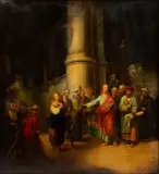 Untitled by Christian Wilhelm Ernst Dietrich, Oil on Canvas Ca. 20th C, "Christ And the Adulterous Woman", offered Jun 2024