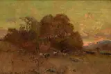 Elizabeth Hunt Barrett, Untitled, Oil on Canvas, "Landscape with Cows"