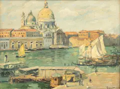 Charles H. Ebert, Untitled, Oil on Canvas Mounted to Board, "Basilica Di Santa Maria Della Salute"