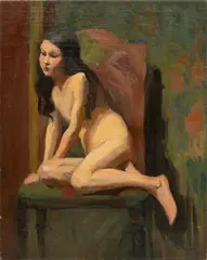 Untitled by Roy Charles Gamble, Oil on Canvas, "Seated Female Nude", offered Jun 2024