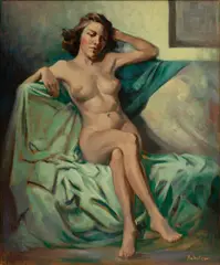 Howard J. Schuler, Untitled, Oil on Canvasboard, 1940, "Female Nude"