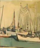 Untitled by Charles Kenneth Sibley, Oil on Card Stock, Ca. 1960s, Harbor Scene, offered Jun 2024