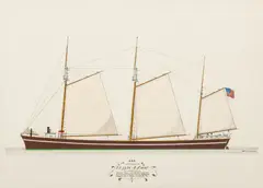 Untitled by Frank Crevier, Ink And Gouache on Paper, 1969, "Schooner Lizzie A. Law", offered Jun 2024