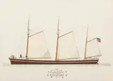 Untitled by Frank Crevier, Ink And Gouache on Paper, 1969, "Schooner Lizzie A. Law", offered Jun 2024