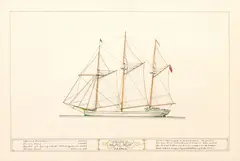 Untitled by Frank Crevier, Ink And Gouache Drawing on Paper, 1965, "Schooner Hattie Hutt of Chatham", offered Jun 2024