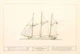 Untitled by Frank Crevier, Ink And Gouache Drawing on Paper, 1965, "Schooner Hattie Hutt of Chatham", offered Jun 2024