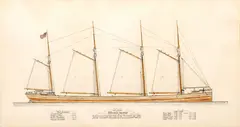 Untitled by Frank Crevier, Ink And Gouache on Paper, 1966, "Schooner Montezuma", offered Jun 2024