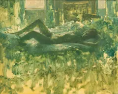 Joseph Bowler, Untitled, Oil on Masonite, 1970, "Reclining Female Nude"