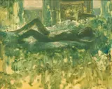Joseph Bowler, Untitled, Oil on Masonite, 1970, "Reclining Female Nude"