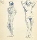 Raphael Soyer, Blue, Ink on Paper