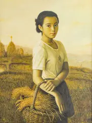 Li Zi Jian, Untitled, Oil on Canvas, Ca. 1998, "Portrait of a Rural Girl"