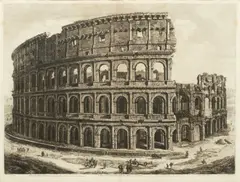 Luigi Rossini, Untitled, Etching on Paper, Ca. 1821, Veduta Dell'Anfiteatro Flavio, Detto Il Colosseo
