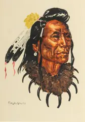 Nancy Mclaughlin, Untitled, Graphite, Gouache And Watercolor on Paper "Indian Portrait"