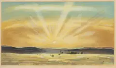 Peter Hurd, Untitled, Lithograph in Colors on Paper, Prairie Sunset