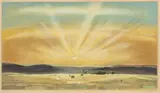 Peter Hurd, Untitled, Lithograph in Colors on Paper, Prairie Sunset