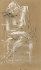 Reginald Marsh, Untitled, Charcoal And Pastel on Paper, Figure Study