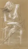 Reginald Marsh, Untitled, Charcoal And Pastel on Paper, Figure Study