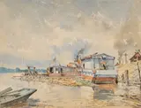 Untitled by Francis Humphrey William Woolrych, Watercolor on Paper, "Harbor Scene", offered Jun 2024