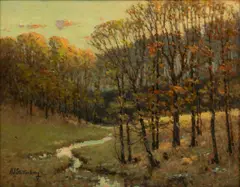 Hans John Stoltenberg, Untitled, Oil on Board, "Wisconsin Woodland"