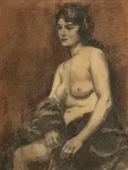 Myron G. Barlow, Untitled, Charcoal on Paper, 1900-1910, the Artist's Model