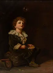 John Everett Millais, Untitled, Oil on Canvas, Late 19th/early 20th C., "Bubbles"