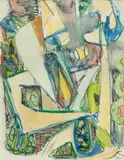 Jack Faxon, Untitled, Watercolor "Abstract in Blue And Green"