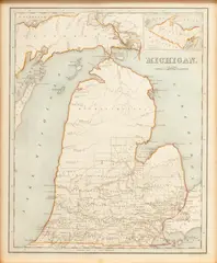 Hand Colored by Thomas Bradford, Engraving "Northwest Part of Michigan", offered Jun 2024