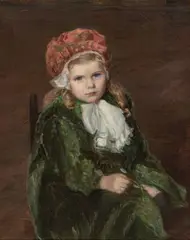 Lilla Cabot Perry, Untitled, Oil on Canvas "Portrait of a Girl in a Red Bonnet"