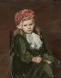 Lilla Cabot Perry, Untitled, Oil on Canvas "Portrait of a Girl in a Red Bonnet"