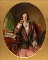 A. R. A. Abraham Solomon, Untitled, Oil on Canvas Ca. 1850, "Portrait of Charlotte Brontë"
