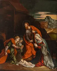 Matthias Gerung, Untitled, Oil on Cradled Panel, Ca. Late 16th/early 17th C., "The Adoration"