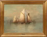 Reginald Cleveland Coxe, ' W 51', Oil on Canvas, Ca. 1880s, "The Gloucester Fishing Fleet"
