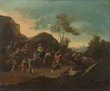 Jan Miel, Untitled, Oil on Canvas, Ca. Mid 17th C., "Flight into Egypt"