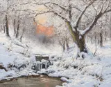 László Neogrády, Untitled, Oil on Canvas "Winter Sunset"
