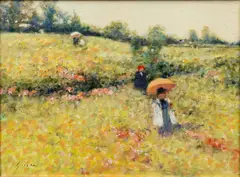 Untitled by Andre Gisson, Oil on Canvas "Summer Walk in the Garden", offered May 2024