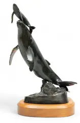 Randy Puckett, Untitled, Bronze Sculpture 1998, "Whale And Calf Surfacing"