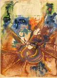 Salvador Dalí, Untitled, Mixed Media on Parchment, 1975, "Le Yin Et Le Yan, from Alchimie Des Philosophes"
