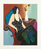 Itzchak Tarkay, Untitled, Screenprint in Colors on Wove Paper, "Seated Lady in Black"