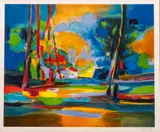 Marcel Mouly, Untitled, Lithograph in Colors on Wove Paper, 2002, "Le Maison Dans La Clairiere"