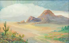 Untitled by James M. Flagg, Oil on Canvas Board, "Camelback Mountain, AZ", offered May 2024