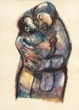 Godfrey Ndaba, Untitled, Pastel on Paper, "Mother And Child."