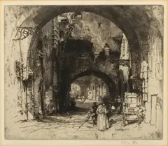 Hedley Fitton, Untitled, Etching on Paper "A Gateway to Florence"